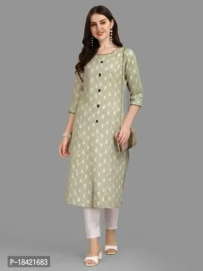 WILNERCROWN Women's Rayon Fabric | Straight | 3/4 Sleeves Regular Sleeves | Designer Women's  Girls Kurta (Kurti's) | (KRT-01-P-PISTA-S)-thumb5