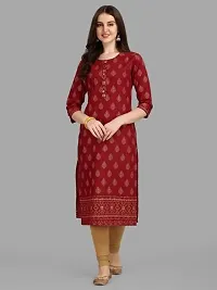 WILNERCROWN Women's Rayon Fabric | Straight | 3/4 Sleeves Regular Sleeves | Designer Women's  Girls Kurta (Kurti's) | (KRT-04-P-MAROON-S)-thumb3