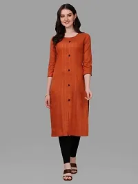 WILNERCROWN Women's Rayon Fabric | Straight | 3/4 Sleeves Regular Sleeves | Designer Women's  Girls Kurta (Kurti's) | (KRT-08-P-ORANGE-L)-thumb2