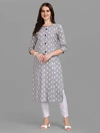 WILNERCROWN Women's Rayon Fabric | Straight | 3/4 Sleeves Regular Sleeves | Designer Women's  Girls Kurta (Kurti's) | (KRT-01-P-GREY-S)-thumb2