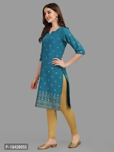 WILNERCROWN Women's Rayon Fabric | Straight | 3/4 Sleeves Regular Sleeves | Designer Women's  Girls Kurta (Kurti's) | (KRT-04-P-BLUE-L)-thumb2