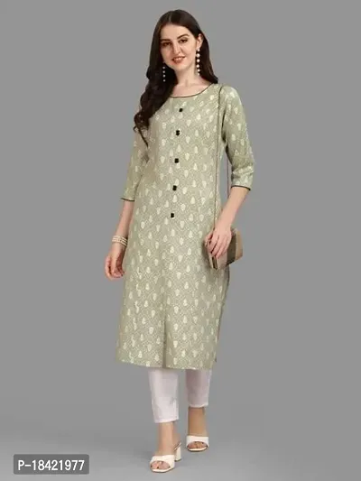 WILNERCROWN Women's Rayon Fabric | Straight | 3/4 Sleeves Regular Sleeves | Designer Women's  Girls Kurta (Kurti's) | (KRT-01-P-PISTA-3XL)-thumb5