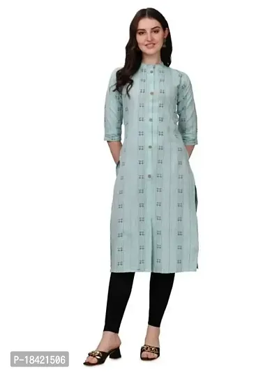 WILNERCROWN Women's Rayon Fabric | Straight | 3/4 Sleeves Regular Sleeves | Designer Women's  Girls Kurta (Kurti's) | (KRT-07-P-SKY-M)-thumb0