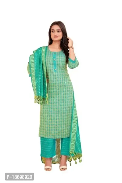 Stylish Fancy Cotton Kurta With Bottom Wear And Dupatta Set For Women-thumb0