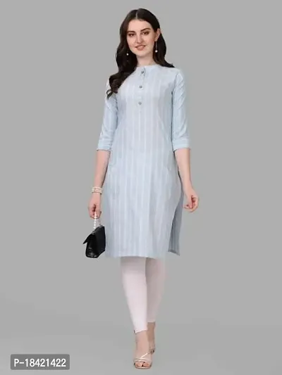 WILNERCROWN Women's Rayon Fabric | Straight | 3/4 Sleeves Regular Sleeves | Designer Women's  Girls Kurta (Kurti's) | (KRT-06-P-SKY-M)-thumb4