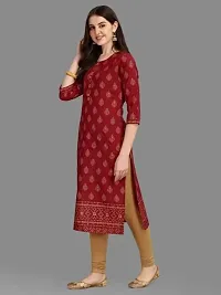 WILNERCROWN Women's Rayon Fabric | Straight | 3/4 Sleeves Regular Sleeves | Designer Women's  Girls Kurta (Kurti's) | (KRT-04-P-MAROON-3XL)-thumb2