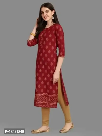 WILNERCROWN Women's Rayon Fabric | Straight | 3/4 Sleeves Regular Sleeves | Designer Women's  Girls Kurta (Kurti's) | (KRT-04-P-MAROON-3XL)-thumb3