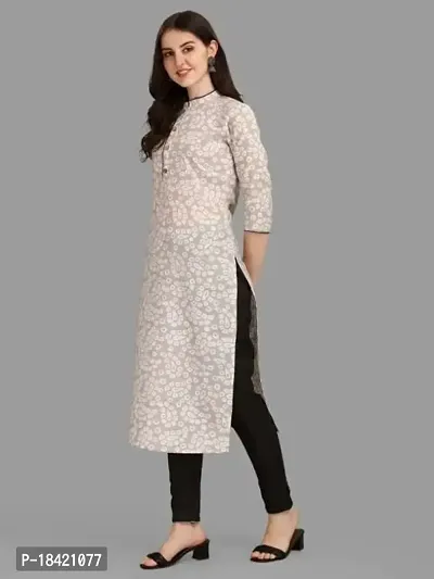 WILNERCROWN Women's Rayon Fabric | Straight | 3/4 Sleeves Regular Sleeves | Designer Women's  Girls Kurta (Kurti's) | (KRT-03-P-OFF-WHITE  Grey-XL)-thumb5