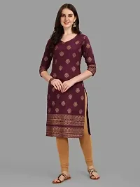 WILNERCROWN Women's Rayon Fabric | Straight | 3/4 Sleeves Regular Sleeves | Designer Women's  Girls Kurta (Kurti's) | (KRT-04-P-WINE-S)-thumb1