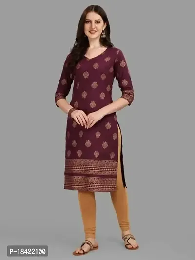 WILNERCROWN Women's Rayon Fabric | Straight | 3/4 Sleeves Regular Sleeves | Designer Women's  Girls Kurta (Kurti's) | (KRT-04-P-WINE-S)-thumb2