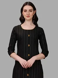 WILNERCROWN Women's Rayon Fabric | Straight | 3/4 Sleeves Regular Sleeves | Designer Women's  Girls Kurta (Kurti's) | (KRT-08-P-BLACK-3XL)-thumb1