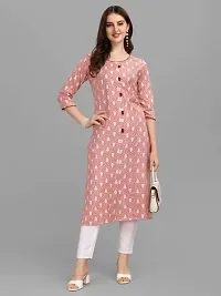 WILNERCROWN Women's Rayon Fabric | Straight | 3/4 Sleeves Regular Sleeves | Designer Women's  Girls Kurta (Kurti's) | (KRT-01-P-PEACH-M)-thumb4