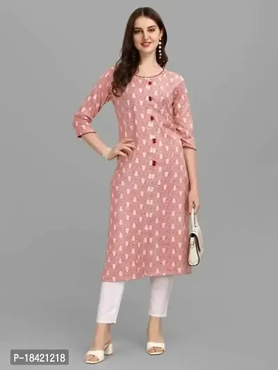 WILNERCROWN Women's Rayon Fabric | Straight | 3/4 Sleeves Regular Sleeves | Designer Women's  Girls Kurta (Kurti's) | (KRT-01-P-PEACH-M)-thumb5