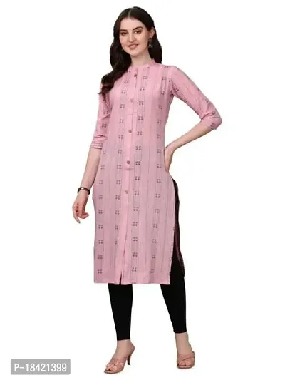 WILNERCROWN Women's Rayon Fabric | Straight | 3/4 Sleeves Regular Sleeves | Designer Women's  Girls Kurta (Kurti's) | (KRT-07-P-PINK-XL)