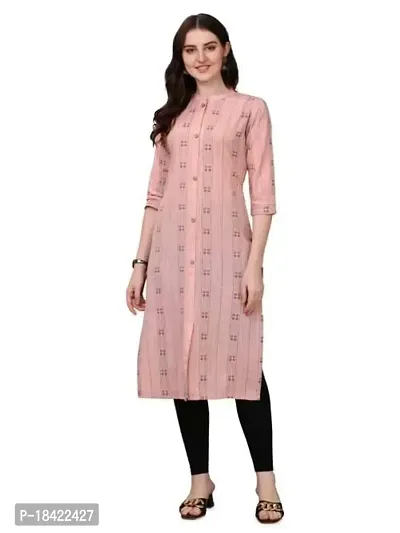 WILNERCROWN Women's Rayon Fabric | Straight | 3/4 Sleeves Regular Sleeves | Designer Women's  Girls Kurta (Kurti's) | (KRT-07-P-PEACH-3XL)