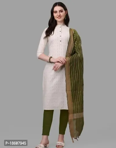 Stylish Fancy Cotton Kurta With Bottom Wear And Dupatta Set For Women