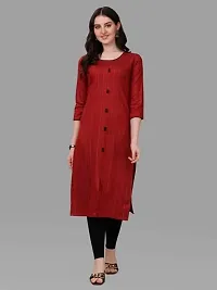 WILNERCROWN Women's Rayon Fabric | Straight | 3/4 Sleeves Regular Sleeves | Designer Women's  Girls Kurta (Kurti's) | (KRT-08-P-MAROON-L)-thumb1