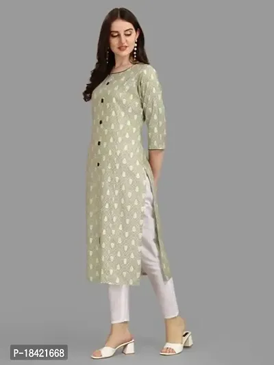 WILNERCROWN Women's Rayon Fabric | Straight | 3/4 Sleeves Regular Sleeves | Designer Women's  Girls Kurta (Kurti's) | (KRT-01-P-PISTA-XL)-thumb2