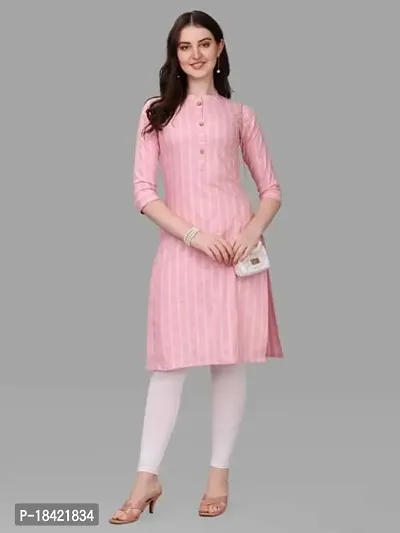 WILNERCROWN Women's Rayon Fabric | Straight | 3/4 Sleeves Regular Sleeves | Designer Women's  Girls Kurta (Kurti's) | (KRT-06-P-PINK-L)-thumb5