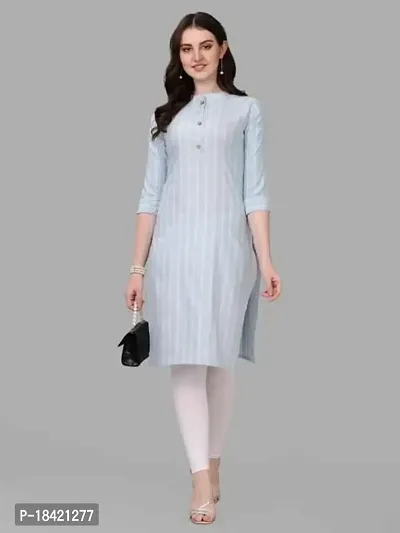 WILNERCROWN Women's Rayon Fabric | Straight | 3/4 Sleeves Regular Sleeves | Designer Women's  Girls Kurta (Kurti's) | (KRT-06-P-SKY-L)-thumb4