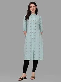 WILNERCROWN Women's Rayon Fabric | Straight | 3/4 Sleeves Regular Sleeves | Designer Women's  Girls Kurta (Kurti's) | (KRT-07-P-SKY-S)-thumb1