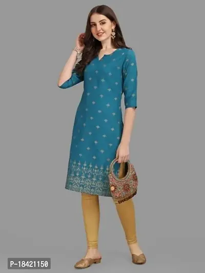 WILNERCROWN Women's Rayon Fabric | Straight | 3/4 Sleeves Regular Sleeves | Designer Women's  Girls Kurta (Kurti's) | (KRT-04-P-BLUE-M)-thumb4