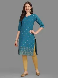 WILNERCROWN Women's Rayon Fabric | Straight | 3/4 Sleeves Regular Sleeves | Designer Women's  Girls Kurta (Kurti's) | (KRT-04-P-BLUE-M)-thumb2