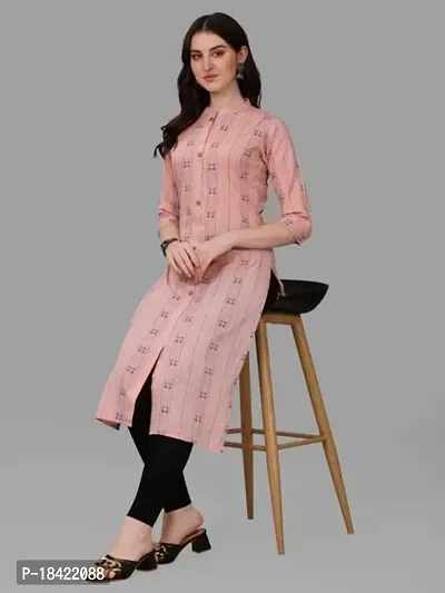 WILNERCROWN Women's Rayon Fabric | Straight | 3/4 Sleeves Regular Sleeves | Designer Women's  Girls Kurta (Kurti's) | (KRT-07-P-PEACH-S)-thumb4