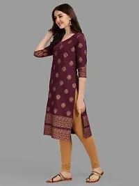 WILNERCROWN Women's Rayon Fabric | Straight | 3/4 Sleeves Regular Sleeves | Designer Women's  Girls Kurta (Kurti's) | (KRT-04-P-WINE-M)-thumb3