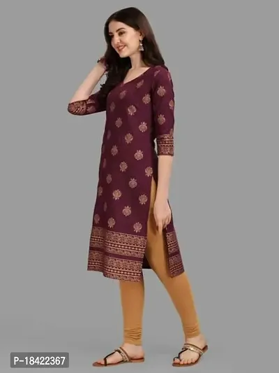 WILNERCROWN Women's Rayon Fabric | Straight | 3/4 Sleeves Regular Sleeves | Designer Women's  Girls Kurta (Kurti's) | (KRT-04-P-WINE-M)-thumb4