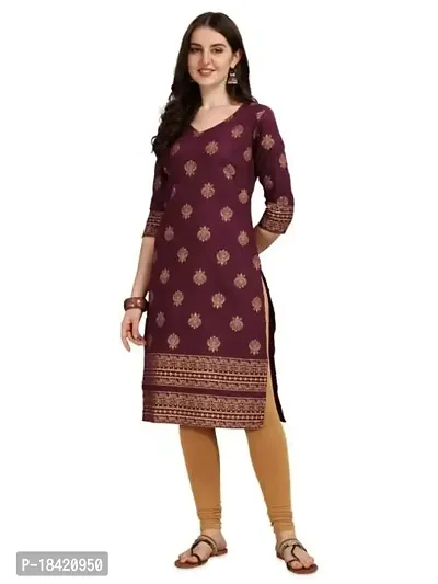 WILNERCROWN Women's Rayon Fabric | Straight | 3/4 Sleeves Regular Sleeves | Designer Women's  Girls Kurta (Kurti's) | (KRT-04-P-WINE-3XL)