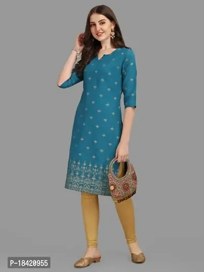 WILNERCROWN Women's Rayon Fabric | Straight | 3/4 Sleeves Regular Sleeves | Designer Women's  Girls Kurta (Kurti's) | (KRT-04-P-BLUE-L)-thumb4