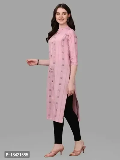 WILNERCROWN Women's Rayon Fabric | Straight | 3/4 Sleeves Regular Sleeves | Designer Women's  Girls Kurta (Kurti's) | (KRT-07-P-PINK-M)-thumb4