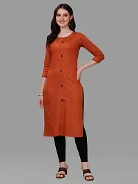 WILNERCROWN Women's Rayon Fabric | Straight | 3/4 Sleeves Regular Sleeves | Designer Women's  Girls Kurta (Kurti's) | (KRT-08-P-ORANGE-S)-thumb1