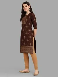 WILNERCROWN Women's Rayon Fabric | Straight | 3/4 Sleeves Regular Sleeves | Designer Women's  Girls Kurta (Kurti's) | (KRT-04-P-COFFEE-L)-thumb3