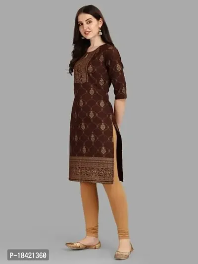 WILNERCROWN Women's Rayon Fabric | Straight | 3/4 Sleeves Regular Sleeves | Designer Women's  Girls Kurta (Kurti's) | (KRT-04-P-COFFEE-L)-thumb4