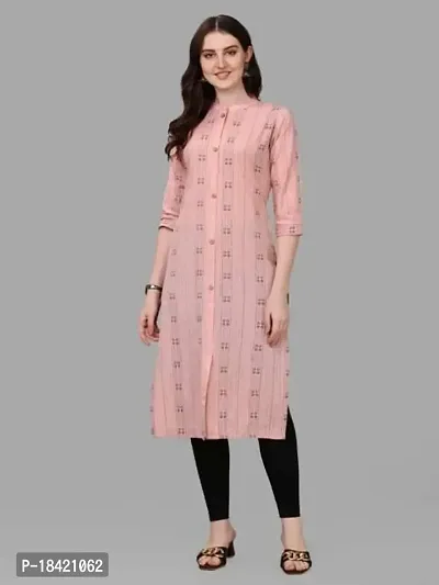 WILNERCROWN Women's Rayon Fabric | Straight | 3/4 Sleeves Regular Sleeves | Designer Women's  Girls Kurta (Kurti's) | (KRT-07-P-PEACH-XL)-thumb2