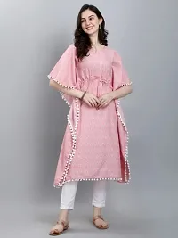 WILNERCROWN Women'sGirls Round Neck | ForalPrint | Calf Length | Cotton Fabric Designer Kaftan Style Designer Kurti (CARA-KFT-03-PINK-XXL)-thumb4