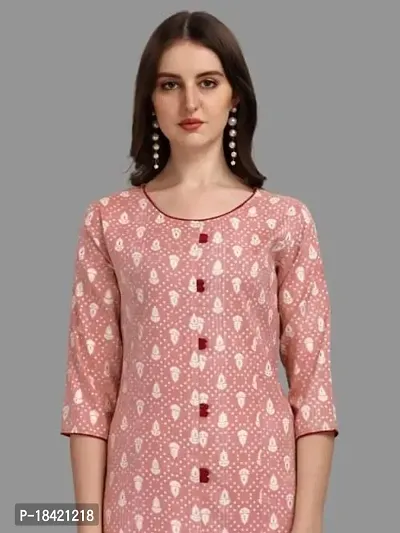 WILNERCROWN Women's Rayon Fabric | Straight | 3/4 Sleeves Regular Sleeves | Designer Women's  Girls Kurta (Kurti's) | (KRT-01-P-PEACH-M)-thumb2