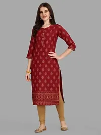 WILNERCROWN Women's Rayon Fabric | Straight | 3/4 Sleeves Regular Sleeves | Designer Women's  Girls Kurta (Kurti's) | (KRT-04-P-MAROON-S)-thumb1