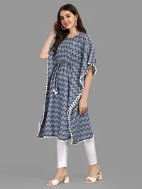 WILNERCROWN Women'sGirls Round Neck | ForalPrint | Calf Length | Cotton Fabric Designer Kaftan Style Designer Kurti (CARA-KFT-05-BLUE-XL)-thumb3