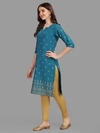 WILNERCROWN Women's Rayon Fabric | Straight | 3/4 Sleeves Regular Sleeves | Designer Women's  Girls Kurta (Kurti's) | (KRT-04-P-BLUE-3XL)-thumb1