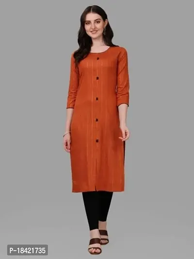 WILNERCROWN Women's Rayon Fabric | Straight | 3/4 Sleeves Regular Sleeves | Designer Women's  Girls Kurta (Kurti's) | (KRT-08-P-ORANGE-M)-thumb3