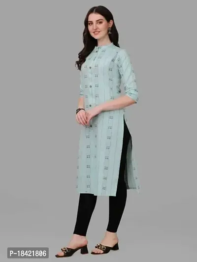 WILNERCROWN Women's Rayon Fabric | Straight | 3/4 Sleeves Regular Sleeves | Designer Women's  Girls Kurta (Kurti's) | (KRT-07-P-SKY-3XL)-thumb4