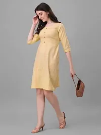 WILNERCROWN Women's  Girls Weaving Cotton Material |3/4 Sleeves |Round Neck Designer and Regular Western Dress for Women's | (WEST 01-P-Yellow-S)-thumb2