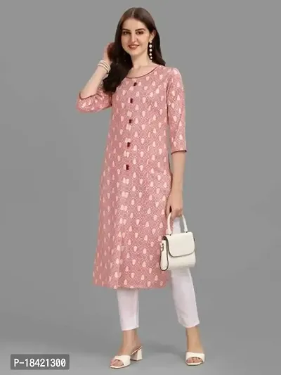 WILNERCROWN Women's Rayon Fabric | Straight | 3/4 Sleeves Regular Sleeves | Designer Women's  Girls Kurta (Kurti's) | (KRT-01-P-PEACH-L)-thumb4