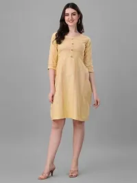 WILNERCROWN Women's  Girls Weaving Cotton Material |3/4 Sleeves |Round Neck Designer and Regular Western Dress for Women's | (WEST 01-P-Yellow-S)-thumb3