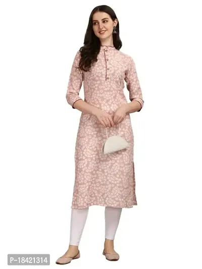 WILNERCROWN Women's Rayon Fabric | Straight | 3/4 Sleeves Regular Sleeves | Designer Women's  Girls Kurta (Kurti's) | (KRT-03-P-PINK-M)-thumb0