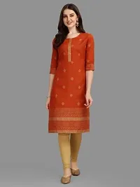 WILNERCROWN Women's Rayon Fabric | Straight | 3/4 Sleeves Regular Sleeves | Designer Women's  Girls Kurta (Kurti's) | (KRT-04-P-ORANGE-XL)-thumb3