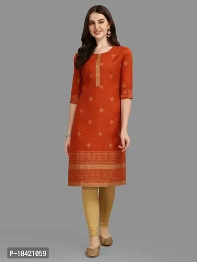 WILNERCROWN Women's Rayon Fabric | Straight | 3/4 Sleeves Regular Sleeves | Designer Women's  Girls Kurta (Kurti's) | (KRT-04-P-ORANGE-XL)-thumb4